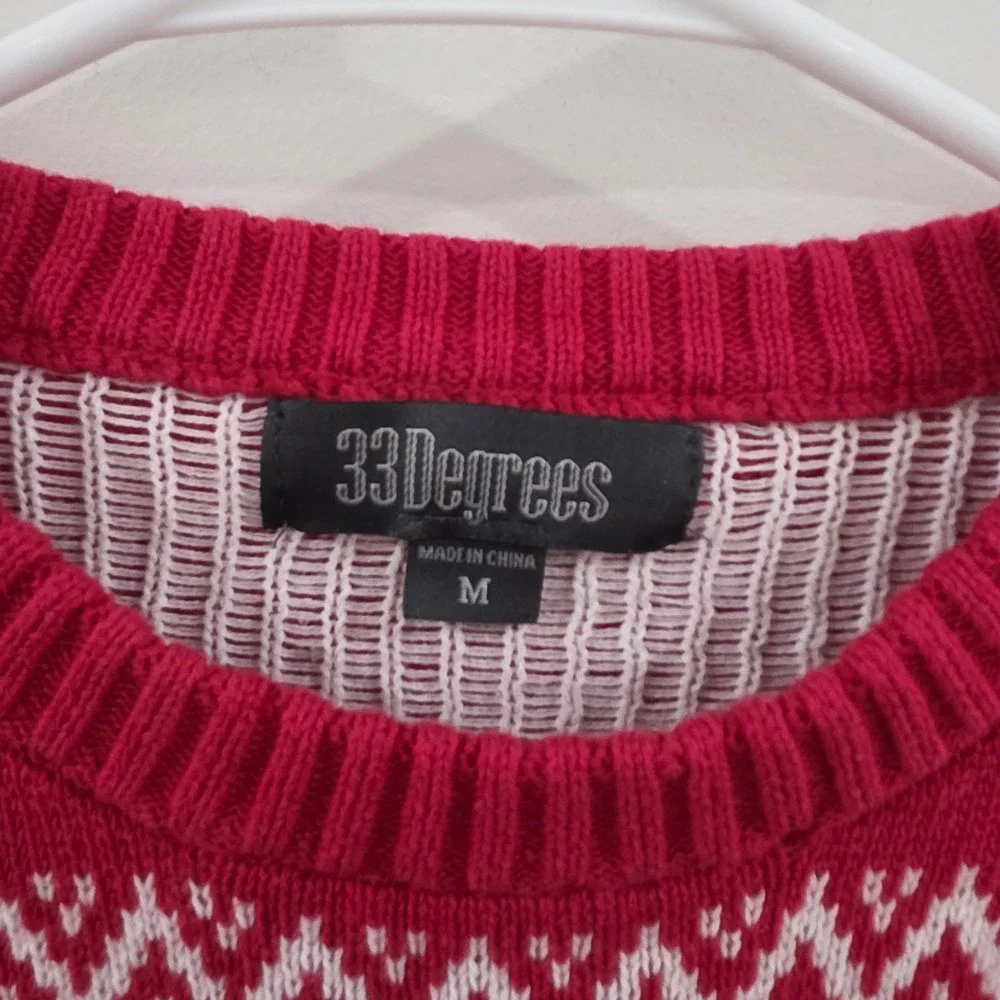 33 Degrees Mens Ugly Christmas Sweater Size Medium Dinosaur Fair‎ Isle Party